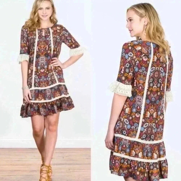 Matilda Jane Women's L Make Believe Intermission Dress Boho Crochet Sz L NWT - Picture 7 of 7